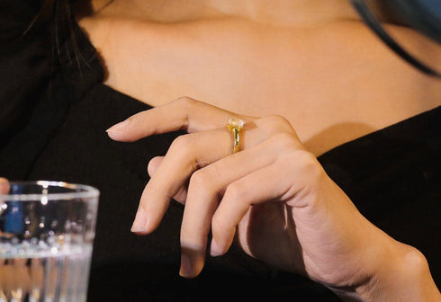 Divya दिव्या | Rosenquarz | Ring | 18K Vermeil Vergoldung
